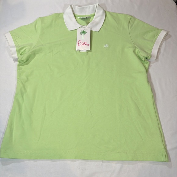 Lilly Pulitzer New Shrunken Polo Size XL Preppy Golf Tennis Palm Green - Picture 4 of 9